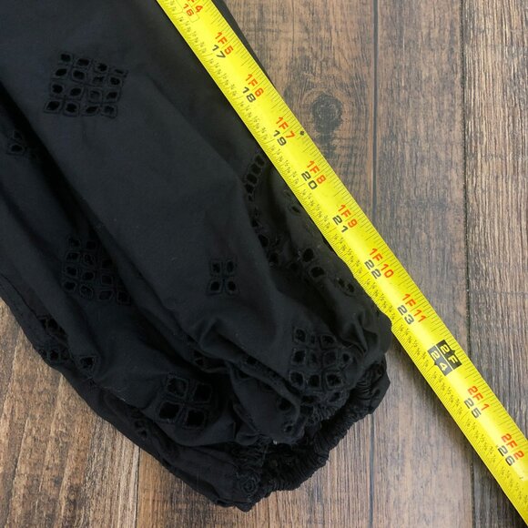 Ganni Broderie Anglaise Cropped Blouse Top Eyelet Embroidered Size XS * in Black - Picture 16 of 16